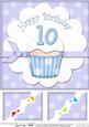 8 x 8 10th Birthday Cupcake Felties Scalloped Corner Topper