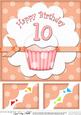 8 x 8 10th Birthday Cupcake Felties Scalloped Corner Topper