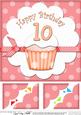 8 x 8 10th Birthday Cupcake Felties Scalloped Corner Topper
