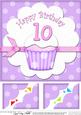 8 x 8 10th Birthday Cupcake Felties Scalloped Corner Topper