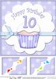 8 x 8 10th Birthday Cupcake Felties Scalloped Corner Topper