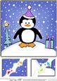 8 x 8 Cute Xmas Penguin Scalloped Corner Topper