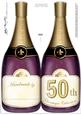 Large Dl 50th Champagne Bottle Shaped Card
