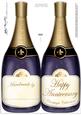 Large Dl Anniversary Champagne Bottle Shaped Card