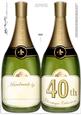 Large Dl 40th Champagne Bottle Shaped Card