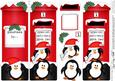 Xmas Penguins Postbox Shaped Card N 3D Decoupage