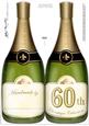 Large Dl 60th Champagne Bottle Shaped Card