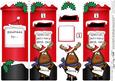 Xmas Rudolph Postbox Shaped Card N 3D Decoupage