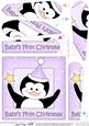 Babys First Cute Little Christmas Penguin Fan Pyramage Topper