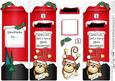 Xmas Chunky Monkey Postbox Shaped Card N 3D Decoupage