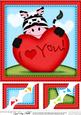 8 x 8 Debra Zebra's Heart Love Scalloped Corner Topper