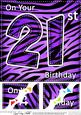 8 x 8 Fun Zebra Striped 21st Birthday Scalloped Topper