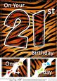 8 x 8 Fun Zebra Striped 21st Birthday Scalloped Topper