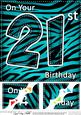 8 x 8 Fun Zebra Striped 21st Birthday Scalloped Topper