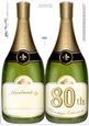 Large Dl 80th Champagne Bottle Shaped Card