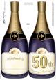 Large Dl 50th Champagne Bottle Shaped Card