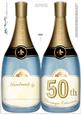 Large Dl 50th Champagne Bottle Shaped Card