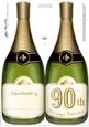 Large Dl 90th Champagne Bottle Shaped Card