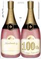 Large Dl 100th Champagne Bottle Shaped Card
