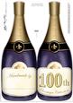 Large Dl 100th Champagne Bottle Shaped Card
