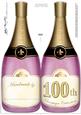 Large Dl 100th Champagne Bottle Shaped Card