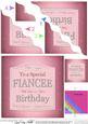 Fiancee Birthday Pink Champers Label Wavy Corner