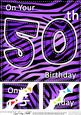 8 x 8 Fun Zebra Striped 50th Birthday Scalloped Topper