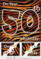 8 x 8 Fun Zebra Striped 50th Birthday Scalloped Topper