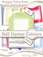 Bumper Value Pack of Square Envelopes in Men's Ball Games Colours
