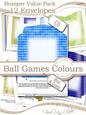 Bumper Value Pack of Square Envelopes in Men's Ball Games Colours