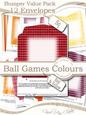 Bumper Value Pack of Square Envelopes in Men's Ball Games Colours