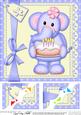 8 x 8 Lola Elephant's Birthday Cake Scalloped Corner Topper