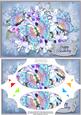 A5 Birthday Flowers & Butterflies Scallop Corners and Pyramage