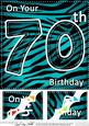 8 x 8 Fun Zebra Striped 70th Birthday Scalloped Topper
