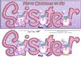 Large Dl Xmas Sister with Penguins Quick Card 3D Decoupage