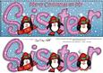 Large Dl Xmas Sister with Penguins Quick Card 3D Decoupage