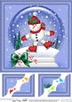 8 x 8 Xmas Skating Snowman Snowglobe Scalloped Corner