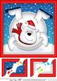 8 x 8 Xmas Oops Polar Bear Snowball Scalloped Corner Topper