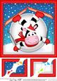 8 x 8 Xmas Oops Milly Moo Snowball Scalloped Corner Topper