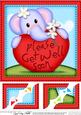 8 x 8 Lola Elephant's Get Well Heart Scalloped Topper