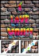 8 x 8 Graffiti I Love You Scalloped Corner Topper