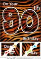 8 x 8 Fun Zebra Striped 90th Birthday Scalloped Topper