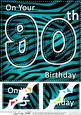 8 x 8 Fun Zebra Striped 90th Birthday Scalloped Topper