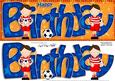 Bazil's Football Birthday Large Dl Quick Card 3D Decoupage