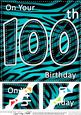 8 x 8 Fun Zebra Striped 100th Birthday Scalloped Topper