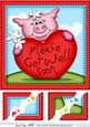 8 x 8 Zoe Piggy's Get Well Heart Scalloped Topper