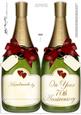 Large Dl 70th Anniversary Champagne Bottle Shaped Card