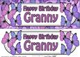 Large Dl Happy Birthday Granny Quick Card & 3D Decoupage