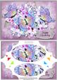 A5 Birthday Flowers & Butterflies Scallop Corners and Pyramage