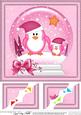 8 x 8 Xmas Penguins Snowglobe Scalloped Corner